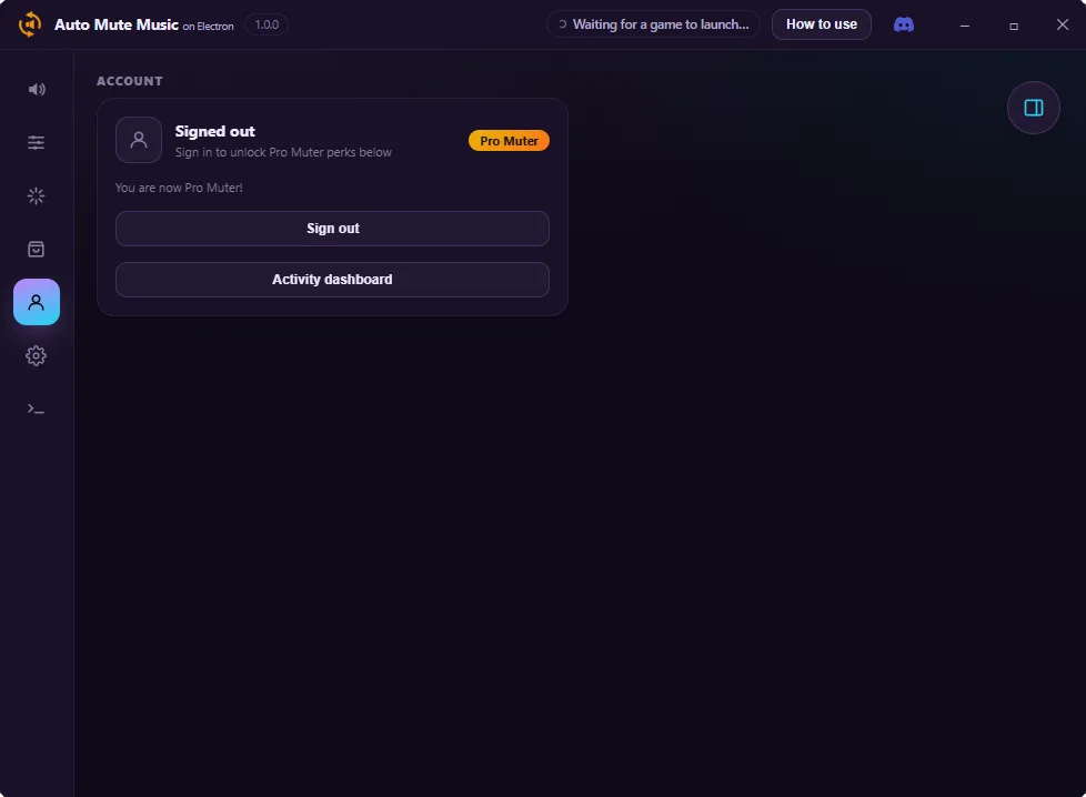 Electron 앱의 Account 화면
