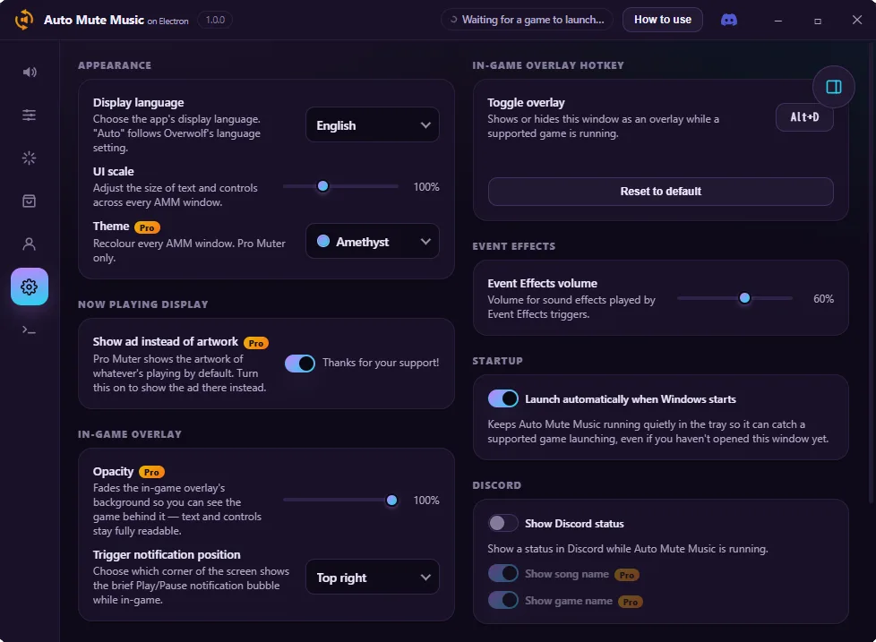 Electron 앱의 Settings 화면